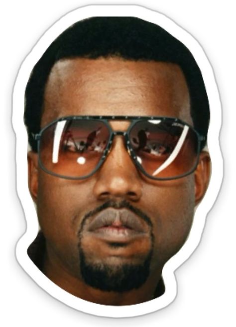 Kanye Sticker Kanye West Cartoon Art, Kanye West Holding Notepad, Kanye West Illustration, Kanye West Stickers Printable, Kanye West Mood Meme, Bike Stickers, Sticker Design Inspiration, Cartoon Stickers, Kanye West