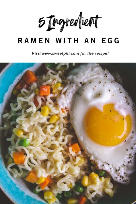 A quick and easy recipe for 5 ingredient ramen with a fried egg - dinner ready in less than 15 minutes! Find the recipe on the blog! Ramen With Egg, Egg Dinner, Wisconsin Food, Eggs Dinner, Ramen Recipes, Quick And Easy Dinner, Cheap Dinners, 5 Ingredient, Ramen Noodles