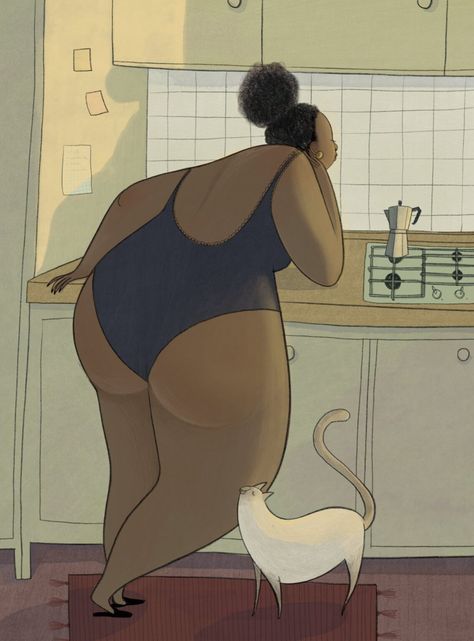 Illuminated by Moonlight, Giulia Pintus' Illustrations Ruminate on Imperfection and Solitude — Colossal Frank Morrison Art, Unrealistic Beauty Standards, Frank Morrison, Fat Art, Colossal Art, Love My Body, Visual Culture, Beauty Standards, Whimsical Illustration