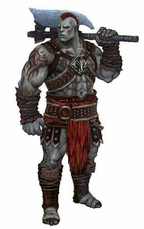 Dungeons & Dragons: Orcs & Half-orcs (inspirational) - Imgur Orc Barbarian, Half Orc Barbarian, Tattoos Male, Orc Warrior, Half Orc, Heroic Fantasy, Fantasy Races, Dungeons And Dragons Characters, Dnd Art