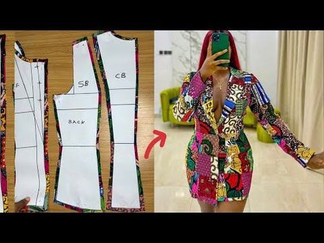 How to Draft a Blazer Jacket || Notched Collar Easy pattern Drafting Tutorial. - YouTube in 2022 | Blazer pattern, Blouse pattern sewing, Pattern drafting tutorials How To Sew A Blazer Jacket, Blazer Dress Pattern Drafting, How To Draft A Shirt, Blazer Pattern Drafting, Notched Collar Pattern, Blazer Tutorial, Lapel Collar Pattern, Peplum Blouse Pattern, Jacket Tutorial