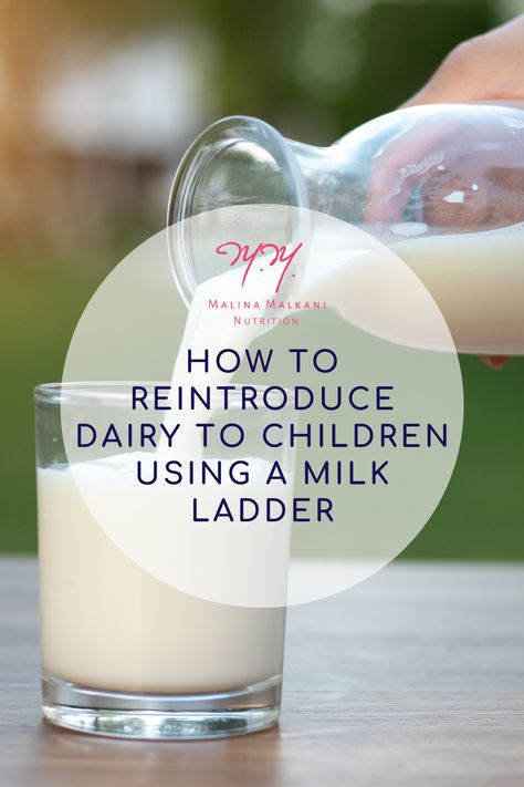 A milk ladder is a tool that helps ease children into tolerating dairy slowly by reintroducing small amounts of milk in certain forms & in a certain order. Dairy Ladder, Milk Ladder, Pediatric Nutrition, Lactose Free Milk, Milk Allergy, Picky Eating, Pasteurizing Milk, Personalized Nutrition, Lactose Intolerant