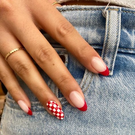 49 Valentine's Day Nail Art Design Ideas You’ll Love 2022 | Glamour Red Checkerboard Nails, Nail Art Checkerboard, Checkerboard Nail Art, Checkerboard Nail Designs, Checkboard Nails, Red Checkered Nails, Nail Art Designs Red, Nails Art Red, Nails Gucci