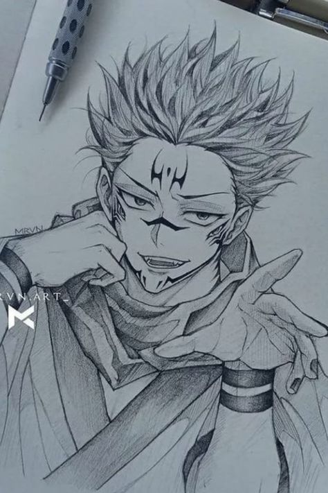 Jjk Characters Sketch, Sukuna Sketch Pencil, Sakuna Jujutsu Drawing, Sukuna Drawing Art, Sukuna Drawing Sketch, Drawing Sukuna, Sukuna Sketch, Sukuna Drawing, Animation Drawing Sketches