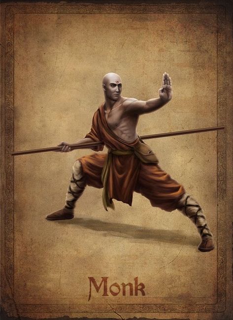 Shaolin Monk Art, Men Concept Art, Monk Character Art, Monk Robes, Dnd Monk, Monk Dnd, Bag Tattoo, Tattoo Male, Shaolin Monks