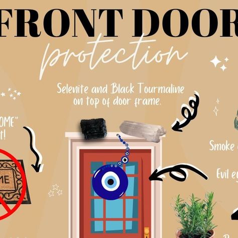 Sea Salt Front Door Protection, Front Door Protection Hanging, Salt Front Door Protection, Front Door Protection Crystals, Witch Protection Over Door, Home Protection Spell Front Doors, Witch Protection Front Door, Front Door Protection Spell, Evil Eye Door Hanging