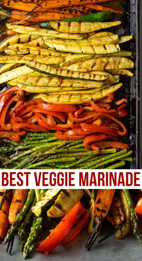 Veggie Marinade Recipes, Vegetable Marinade Recipes, Grilled Vegetable Marinade, Veggie Marinade, Best Grilled Vegetables, Marinated Grilled Vegetables, Vegetable Marinade, Grilled Vegetable Recipes, Summer Side Dish