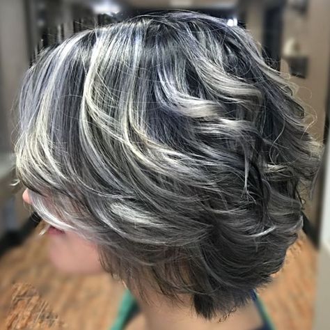 Short Gray Hair, Shaggy Cut, Gray Highlights, Grey Hair Wig, Layered Pixie, Layered Wig, Wig Wavy, Gradient Hair, Grey Highlights