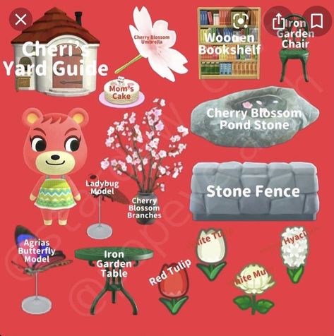 Acnh Cherry Blossom, Cherry Blossom Diy, Ac Villager, Acnh Yard, Acnh Villagers, Mom Gift Guide, Animal Crossing 3ds, Leaf Animals, Animal Crossing Guide