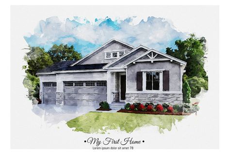 Create watercolor portrait of your house from your image by Jeillustrations | Fiverr Watercolor House Painting, New House Gift, Watercolor House, Watercolor House Portrait, Family Vacation Spots, Real Estate Gifts, Custom House Portrait, House Portrait, Realtor Closing Gifts