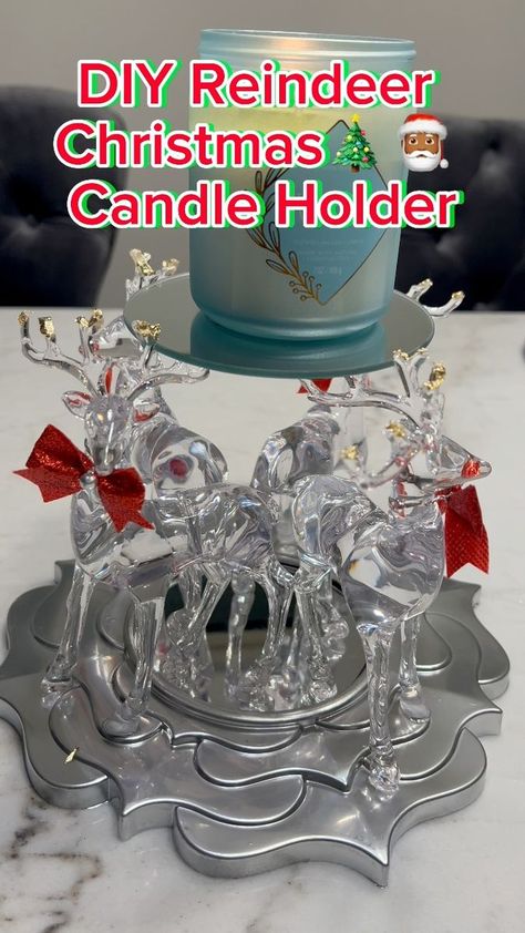 This is DIY Reindeer Christmas 🎄🎅🏾Candle holder is stunning! �😍🤩 Everything from Dollar Tree! #dollartree #diy #christmasdecorations #christmas2023 #lifestyleblogger #contentcreator #homedecorideas #homeinspo #fyp #reelsvideo #create #artsandcrafts #crafting | Regal Impress | Regal Impress · Original audio | Reels Reindeer Candle Holder, Reindeer Table Centerpieces, Dollar Tree Reindeer Candle Holder, New Dollar Tree Crafts 2023, Dollar Tree Christmas Candle Holder Diy, Deer Ornaments Diy, Dollar Tree Reindeer Diy, Dollar Tree Diy Crafts Decor Projects, Dollar Tree Christmas Crafts Diy 2023