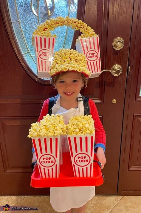 Popcorn Costume Diy, Corn Costume, Popcorn Costume, Twists Hairstyles, Crazy Hat Day, Silly Hats, Funky Hats, Homemade Costume, Hat Day