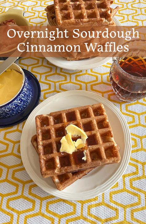 Food Lust People Love: While the sourdough starter in these overnight sourdough cinnamon waffles adds flavor, the addition of buttermilk and baking soda makes them fluffy and light. Sourdough Waffles Overnight, Sourdough Waffles, Overnight Sourdough, Cinnamon Waffles, Discard Recipe, Buttermilk Waffles, Cardamom Buns, Sourdough Starter Discard Recipe, Homemade Sourdough