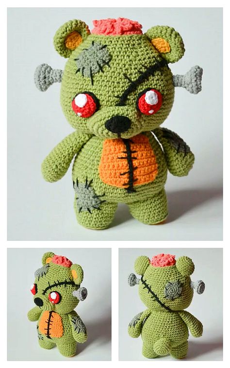 Zombie Crochet, Crochet Gothic, Crochet Stuffy, Goth Crochet, Crochet Pour Halloween, Zombie Dolls, Bear Amigurumi, Crochet Monsters, Confection Au Crochet