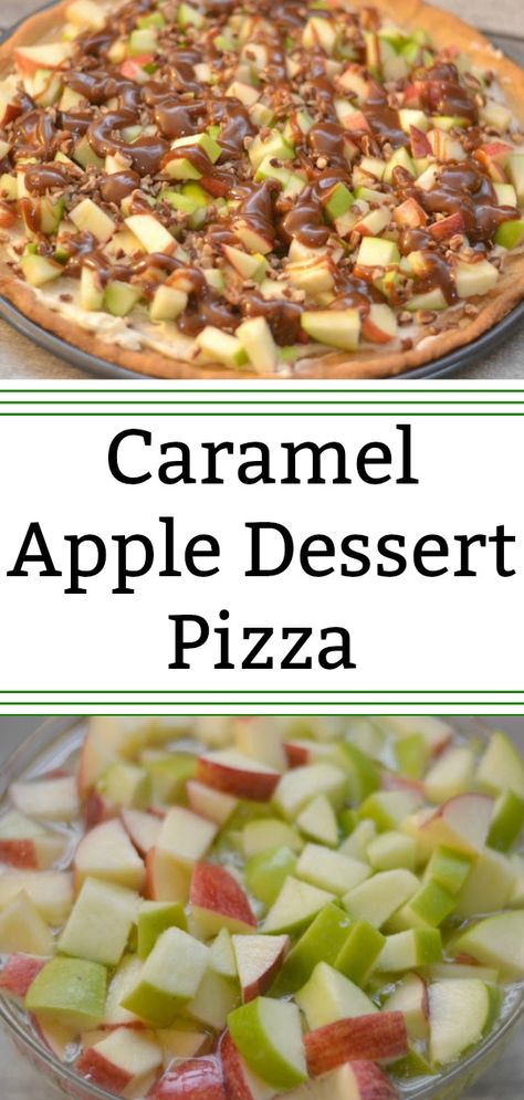 Fall Fruit Pizza, Apple Dessert Pizza Recipe, Caramel Apple Dessert, Dessert Pizza Recipe, Apple Dessert Pizza, Desserts Caramel, Sugar Cookie Pizza, Dessert Pizza Fruit, Caramel Apple Desserts