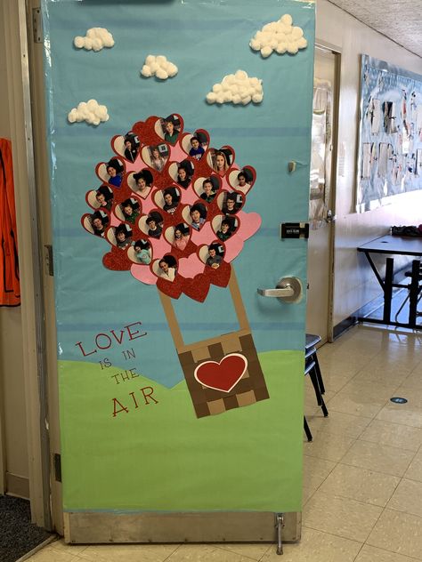 Prek Valentine Door Decorations, Valentines Class Door, Valentines Infant Classroom Door, Love Is In The Air Bulletin Board, February Door Decorations Classroom, Classroom Door February, Valentines Day Door Classroom, Valentine’s Day Door Decorations For Classroom, Valentine’s Day Bulletin Board Preschool