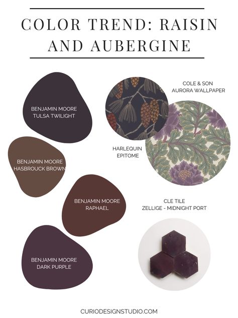 Discover the warm hues of raisin and aubergine taking over home decor! From wallpapers to bathroom vanities, these luxurious colors will add a rich and moody accent to your space. Check out our favorite picks and get inspired! Ready to make the leap? Explore our Virtual Paint Plans today. Raisin Paint Color, Sherwin Williams Eggplant Paint Colors, Aubergine Bathroom, Deep Violet Paint Color, Eggplant Purple Paint Colors, Luxurious Colors, Warm Paint Colors, Favorite Paint, In Wallpaper