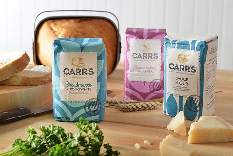 Carr's Flour | Dieline - Design, Branding & Packaging Inspiration Flour Design, Flour Packaging Design, Flour Packaging, Food Packaging Ideas, Sugar Packaging, Dieline Packaging, Coffee Pack, Packaging Design Ideas, Bakery Packaging