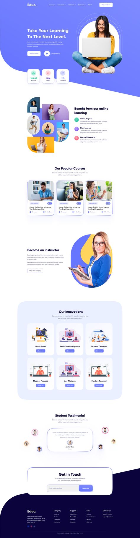 Web Template Design Layout, Testimonial Design Website, Website Testimonial Design, Footer Ui Design, Testimonials Design Inspiration, Footer Web Design, Homepage Website Design, Education Website Design, Ui Website Design