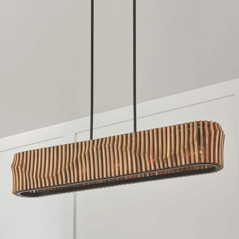 Archer 6-light Light Wood/ Matte Black Island Fixture - Bed Bath & Beyond - 37261618 Capital Lighting Fixture, Black Kitchen Island, Island Chandelier, Kitchen Island Linear Pendant, The Archer, Linear Suspension, Capital Lighting, Chandelier Pendant, Kitchen Island Pendants