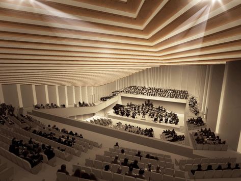 Gallery of Award-Winning Design of Tokyo Music Hall Transforms Roof into a Public Plaza - 15 Public Plaza, Auditorium Design, Traditional Japanese Architecture, Persian Architecture, Timber Roof, Parametric Architecture, Timber Structure, Geodesic Dome, Music Centers