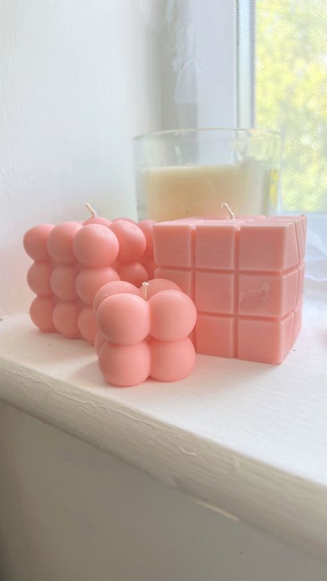 Pink Bubble Candle, Mini Bubble Candle, Cube Candle, Pink Candle, Bubble Candle, Pink Theme, Pink Collection, Pink Bubbles, Pink Candles