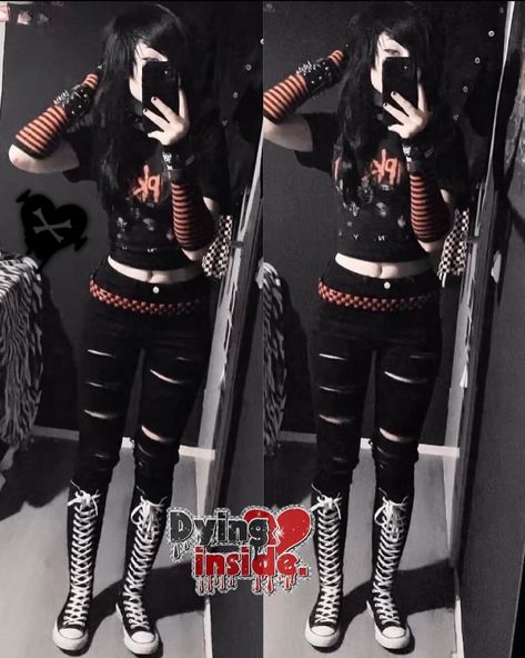 @xx_letitbleed_xx on Instagram: “hi” Alternative Fashion Work, Black Aesthetic Fashion, Metalhead Fashion, Edm Outfit, Emo Scene Outfits, Knee High Converse, High Converse, Fashion Work Outfit, Concert Attire