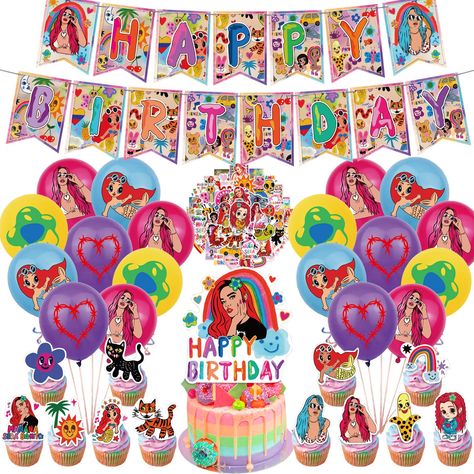 PRICES MAY VARY. 🌼 Manana Sera Bonito Decorations：This Manana party decorations kit includes 1pcs Happy Birthday Banner, 1pcs Cake Topper, 12pcs Cupcake toppers, 16pcs Balloons(4style), 50pcs Stickers. Manana It has everything you need for the themed birthday party 🍒 Creative Design Favors：Our party supplies come in beautiful designs and bright colors,will create the most celebratory atmosphere for you and your guests. With its stylish design and cute characters, it's sure to be a hit with bot Karol G Party, 1 Happy Birthday, Manana Sera Bonito, 16 Balloons, Girls Party Decorations, Special Events Decor, Girl Themes, Birthday Supplies, Happy Birthday Banner