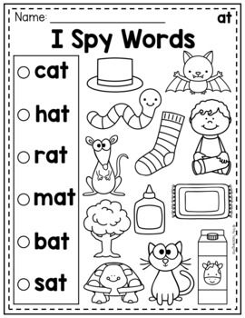 At Phonics Worksheet, Phonics Grade 1 Worksheet, Words For Preschoolers Learning, Sight Worksheets Kindergarten, First Reading Words, Cvc At Words Worksheets, Grade 1 Fun Worksheets, First Reading Words Kindergarten, Reading Practice Worksheets Kindergarten