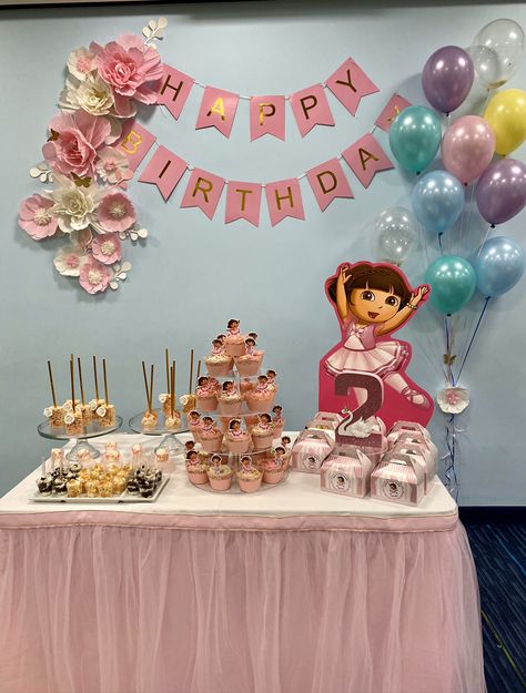 Dora Birthday Theme, Dora Birthday Party Ideas Decoration, Dora Themed Birthday Party, Dora Birthday Party Ideas, Dora Birthday Party, Dora Birthday Cake, Explorer Birthday Party, Dora Birthday, Dora Cake