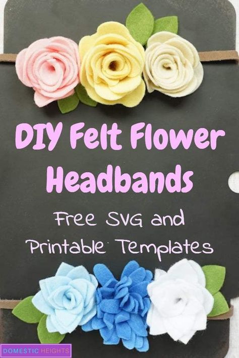 Felt Flower Necklace Diy, Flower Hairband Diy How To Make, Felt Flowers Headband, Diy Felt Flowers Template, Felt Flower Headband Diy, How To Make A Felt Flower, Felt Flower Hair Clips Diy, Mini Felt Flowers, Felt Flowers Template