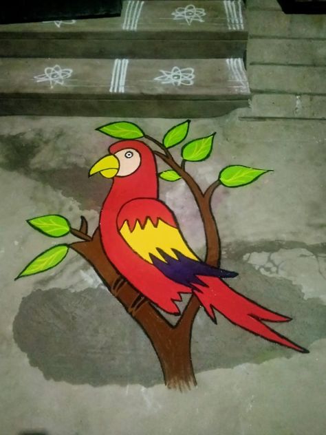 #rangoli #art #kolam #colourfulart #love #beast #vijay #2022 #parrot #naturelove Parrot Rangoli Design, Birds Rangoli Designs, Parrot Kolam, Beast Vijay, Christmas Rangoli, Birds Rangoli, Poster Rangoli, Simple Kolam, Bk Shivani