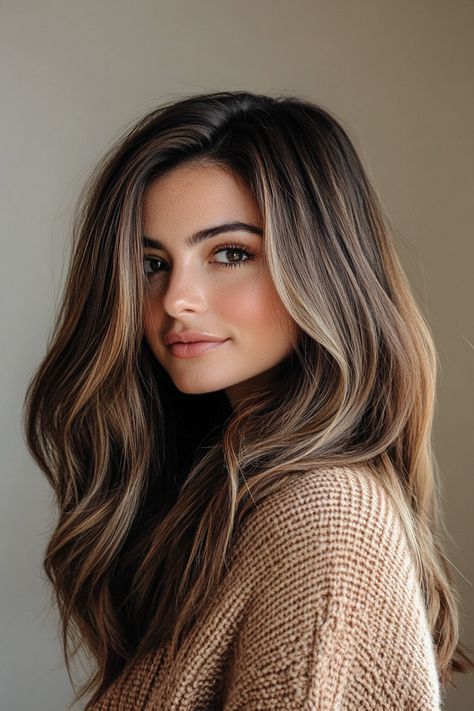 Caramel balayage is the perfect way to refresh your brunette hair! Explore 30 gorgeous brunette hair caramel balayage trends that add warmth, depth, and texture to your locks. From subtle blends to bold highlights, find out how to transform your look this season. #BrunetteBalayageIdeas #CaramelHighlights #BalayageForBrunettes #HairColorTrends #BalayageLovers Light Balayage Brunette, Brunette Balayage Haircut, Hair Color Ideas For Brunettes Fine Hair, Honey Brown Balayage Brunettes Natural, T Bar Highlights Hair Brown, Natural Looking Brunette Balayage, Long Hair Light Brown Balayage, Light Brown To Dark Brown Balayage, Melted Brunette Balayage