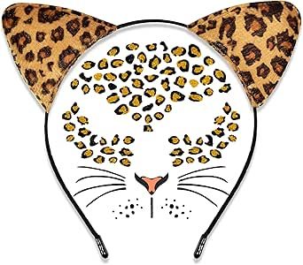 Cheetah Ears Headband with Leopard Temporary Tattoo, Cheetah Costume Women Leopard Ears Headband and Face Stickers Set, Halloween Cat Ears Headband Leopard Costumes for Women Adult Cheetah Costume Women, Tattoo Cheetah, Cat Ears Costume, Cheetah Ears, Halloween Cat Ears, Cheetah Costume, Cheetah Headband, Tattoos Face, Leopard Print Tattoos