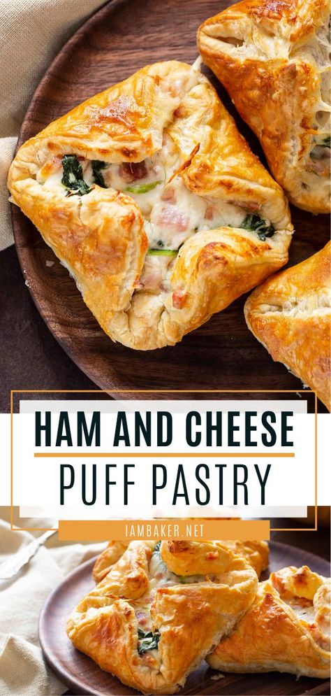 Ham And Cheese Puff Pastry, Puff Pastry Recipes Dinner, Puff Pastry Recipes Savory, Cheese Melt, Ham Dinner, Cheese Puff, Cheese Puff Pastry, Leftover Ham Recipes, I Am Baker