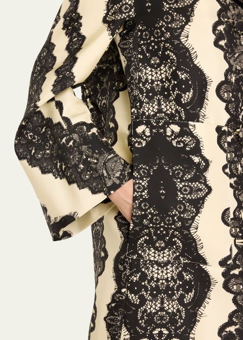 Libertine Venetian Lace Pocket Coat - Bergdorf Goodman Venetian Lace, Lace Coat, Black Abaya, Lace Pocket, Abaya Designs, Coat Pocket, Notched Collar, Bergdorf Goodman, Lace Detail