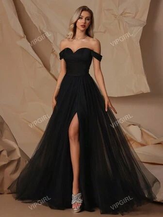 HOMEYEE Vestido de encaje con tirantes de espagueti y recorte calado para fiesta casual vintage, vestido de noche | Moda de Mujer | SHEIN México Mesh Prom Dress, Wedding Guest Gowns, Off Shoulder Long Dress, Ceremony Dress, Dress Luxury, Ceremony Dresses, Womens Prom Dresses, Black Prom Dress, Black Prom