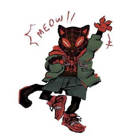 Meow Morales, Meows Morales, Spiderman Meme, Spider Man Series, Cat Pfp, Spider Art, Spiderman Comic, Fnaf Characters, Spiderman Art