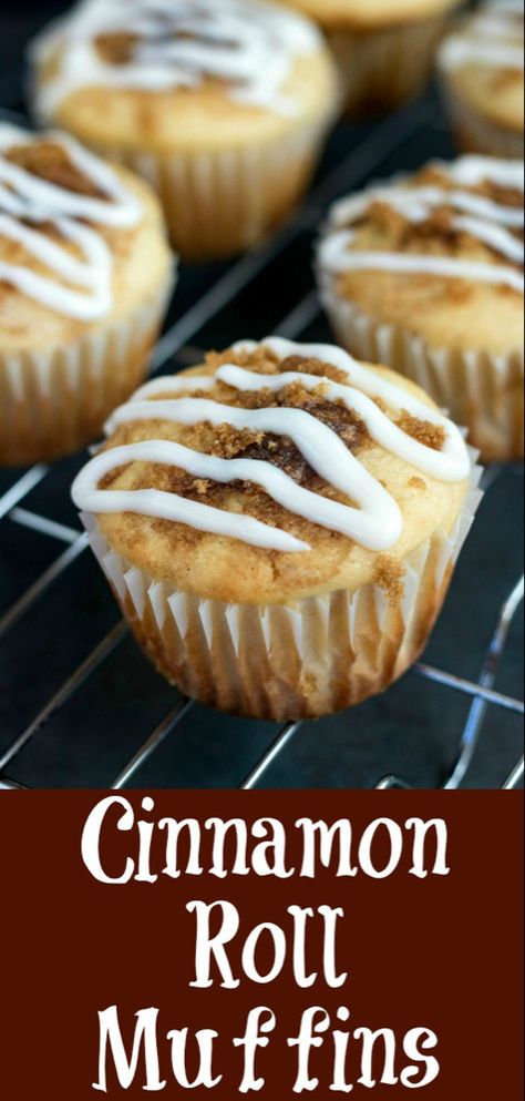 Cinnamon Roll Muffins have all the flavors of your favorite indulgent cinnamon rolls, in an easy-to-eat, handheld bite. Swirled and topped with a mouthwatering cinnamon sugar filling, and finished with a wonderful cream cheese drizzle #cinnamonroll #breakfastmuffin #cinnamonrollmuffin #brunch #breakfast #easyrecipe Cream Cheese Drizzle, English Muffin Recipes, Cinnamon Roll Muffins, Simple Muffin Recipe, Homemade Muffins, Breakfast Muffins, Köstliche Desserts, Cinnamon Roll, Cinnamon Sugar