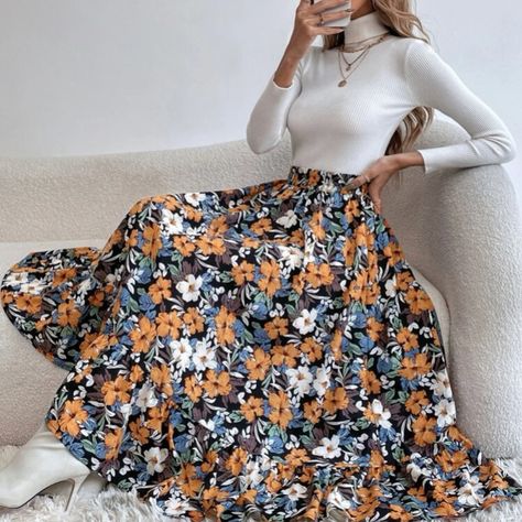 Floral maxi skirt