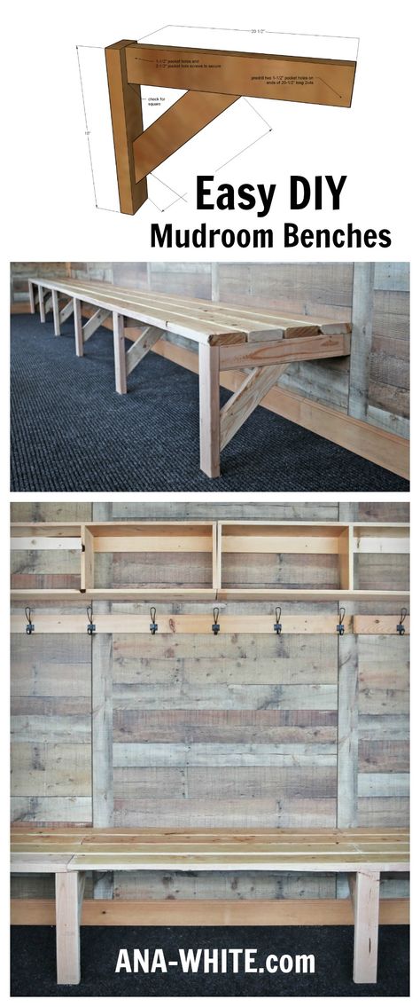 Easy Mudroom, Mudroom Benches, Diy Bank, Cheap Interior Design, Garden Bench Cushions, Diy Mudroom, Mudroom Lockers, Diy Mudroom Bench, Mud Rooms