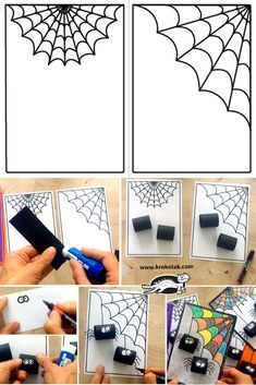 Animales Bricolage Halloween, Halloween Art Projects, Spider Crafts, October Crafts, Halloween Arts And Crafts, Halloween Preschool, Elementary Art Projects, Kindergarten Art, Halloween Diy Crafts