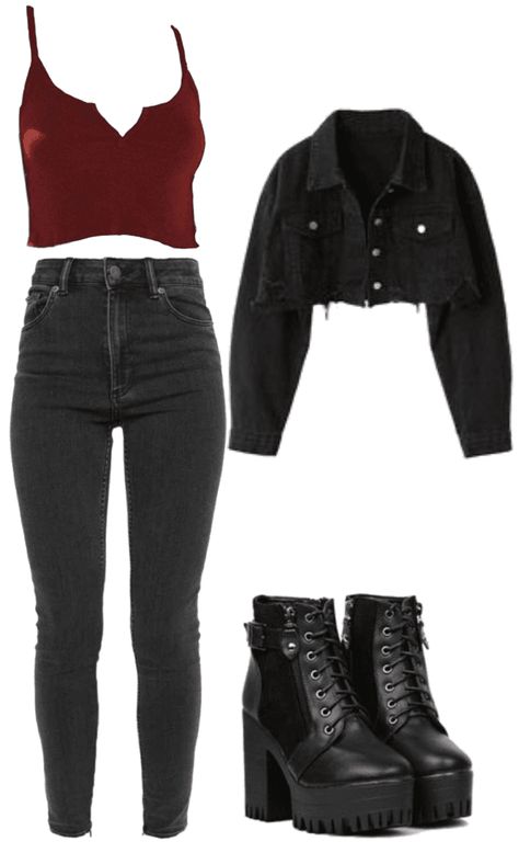 Thriller Outfit Ideas, Gothic Crop Top For Spring Night Out, Umbrella Academy Outfit Ideas, Bohemian Rock Style, Emo Style Crop Top For Summer, Cute Goth Shirts & Tops, Stiles Stilinski Outfits Girl, Lydia Martin Outfits, Cute Edgy Outfits