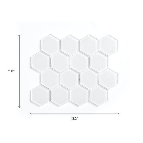 NewAge Products Super White Glass Hexagon Tile - Overstock - 33142640 Fence Fabric, Newage Products, Hexagon Tile, Hexagon Design, Chain Link Fence, Hexagon Tiles, Super White, Military Discounts, Covered Boxes