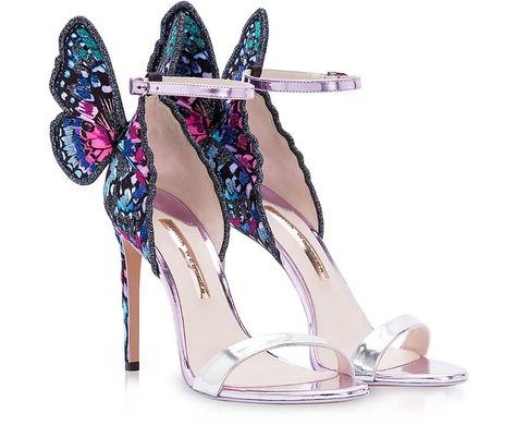 Sophia Webster Silver and Blue Chiara Embroidery Sandals 35 IT/EU at FORZIERI Sophia Webster Shoes Butterfly, Sofia Webster Shoes, Sofia Webster, Sophia Webster Chiara, Embroidery Sandals, Sophia Webster Shoes, Gladiator High Heels, Luxury Heels, Ankle Strap High Heels