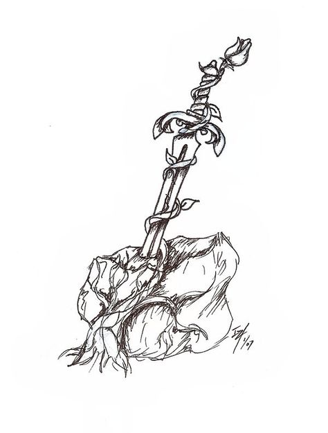 "The Sword in the Stone." Excalibur Tattoo, Classic Sketch, Stone Tattoo, Rock Tattoo, Simple Tattoos For Guys, Roi Arthur, Hummingbird Tattoo, Dope Tattoos, Racoon