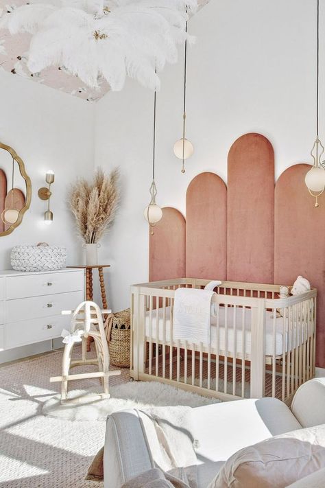 Pink Glam Nursery Before & After Art Deco Nursery, Modern Girl Nursery, Dani Austin, Modern Baby Girl, Sweet Nursery, Adorable Nursery, Nursery Room Design, Nursery Room Inspiration, Nursery Inspo