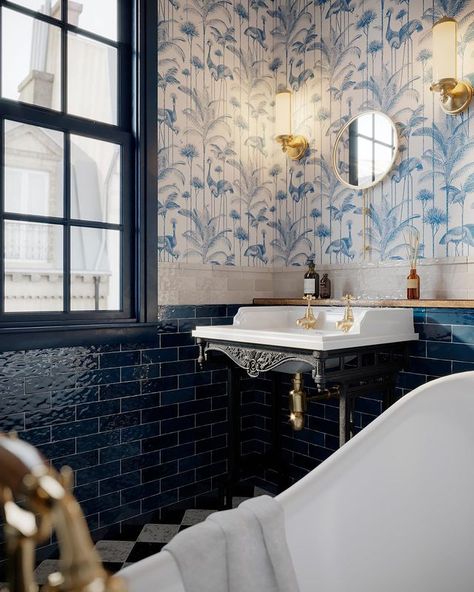 Mad About The House, Victorian Bathroom, Inspire Me Home Decor, Blue Bathroom, Wallpaper Bedroom, Blue Decor, Dream House Decor, Beautiful Bathrooms, Portsmouth