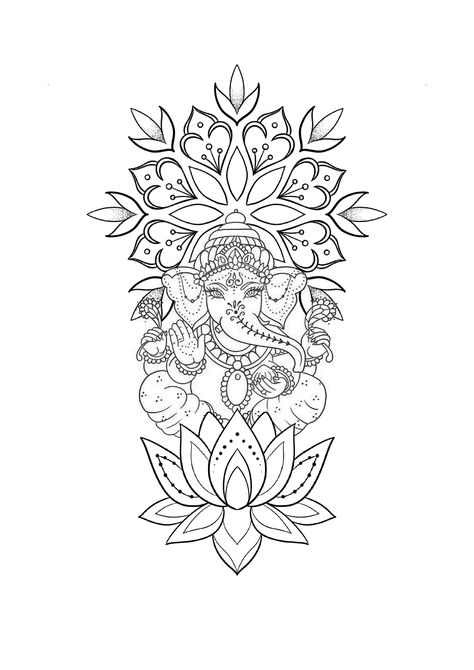 Ganesha Line Art, Ganesha Tattoo Sleeve, Buddha Tattoo Sleeve, Feather Tattoo Meaning, Ganesh Tattoo, Mystical Tattoos, Ganesha Tattoo, New Tattoo Designs, Forearm Tattoo Design