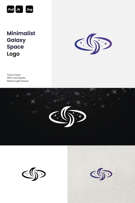 Space Logo Design Creative, Space Branding Design, Space Logo Ideas, Astronomy Logo, Cosmic Logo, Orion Galaxy, Path Logo, Cosmos Logo, Journey Logo